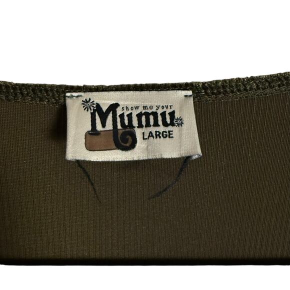 Show Me Your MuMu Velvet Green Monroe Tie Front Long Sleeve Mini Dress L - Picture 5 of 10